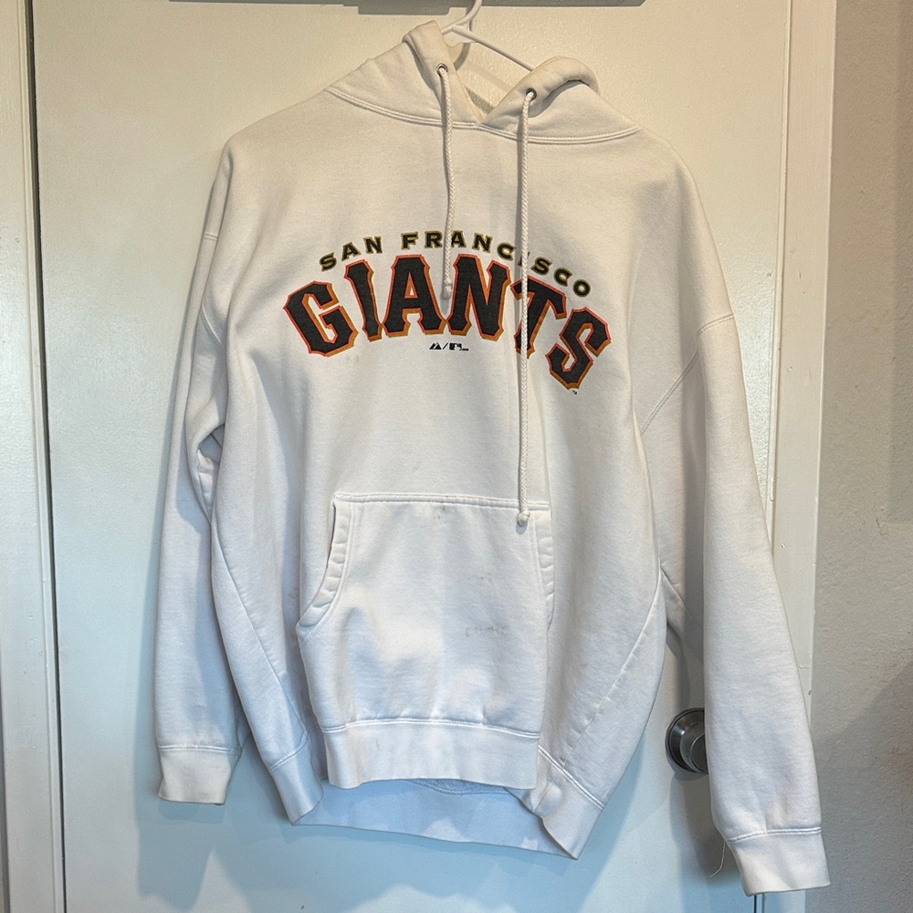Vintage-Style San Francisco Giants White Pullover Hoodie Medium